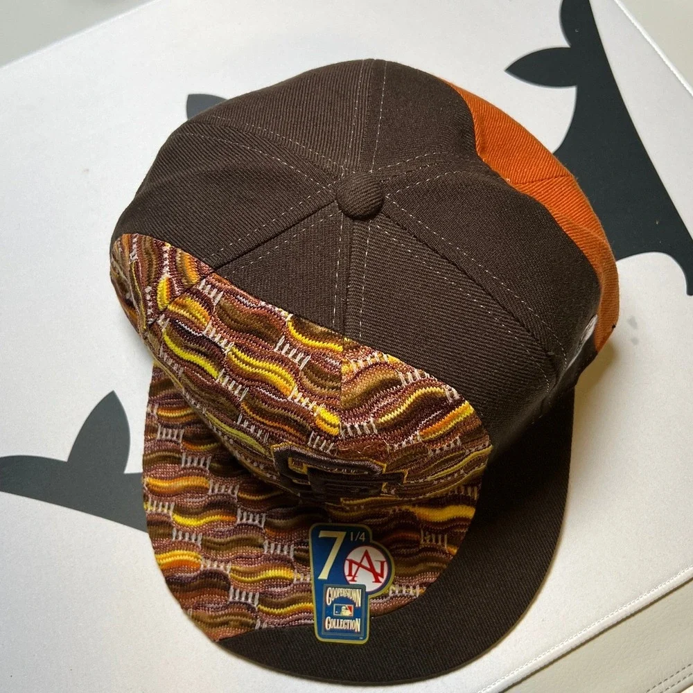 Vintage SF Giants‎ Hat Mens 7 1/4 Brown Knit Cooperstown Collection Fitted Logo